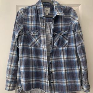 Billabong Blue Plaid Button Down Shirt